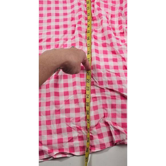 EUC Jessica London tiered 3/4 sleeve 26W pink picnic checkered chic girly career - Picture 7 of 7